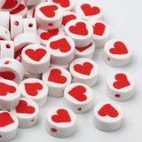 Red Heart Polymer Clay Beads for Jewelry Making DIY Bracelets