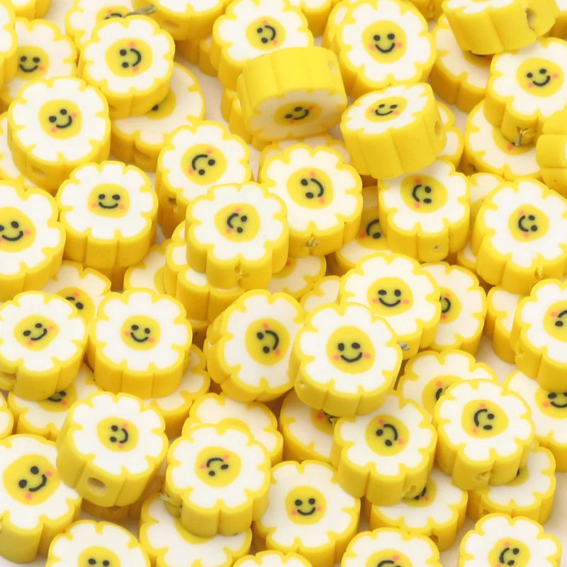 Yellow Polymer Clay Beads Flower Chick for Jewelry Making