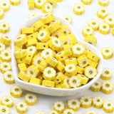 Yellow Polymer Clay Beads Sunflower Spacer Smiley Beads for DIY Jewelry Making