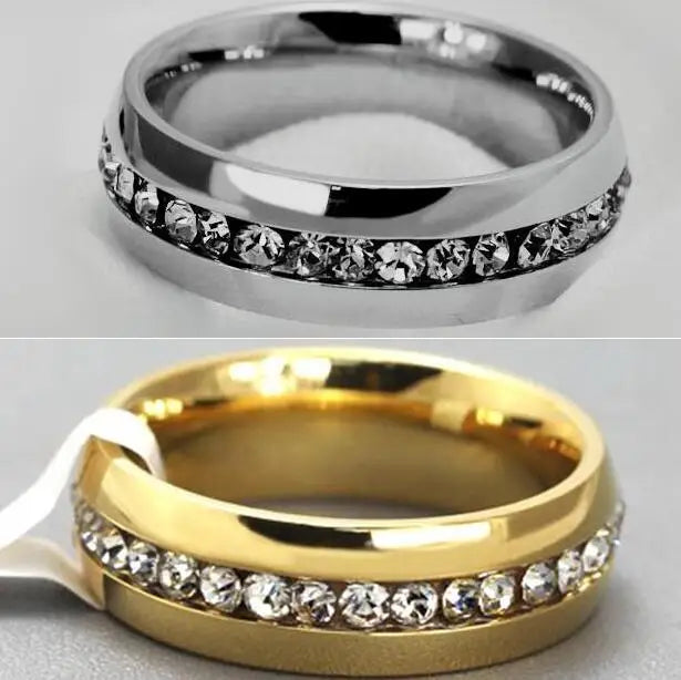 20/50 PCS Zircon Stainless Steel CZ Couple Rings 6mm Band Wedding Jewelry