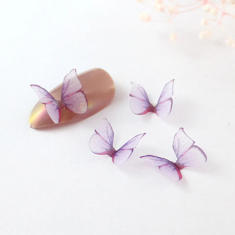 Chiffon Tulle Butterfly Wings Nail Arts Crafts Accessories DIY