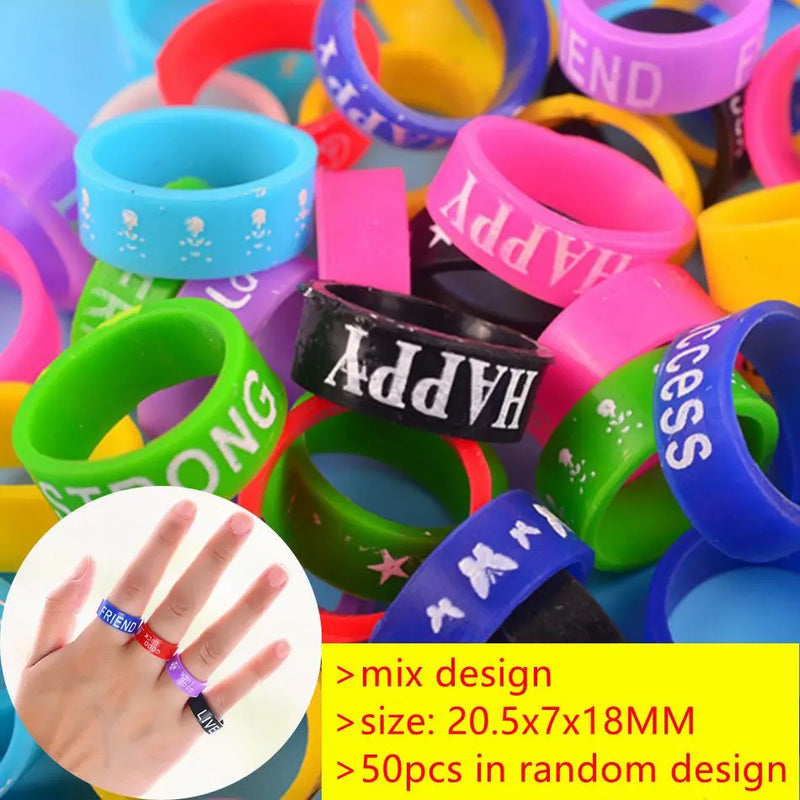 20/50PCS Silicone Vape Band Mix Colors Non Slip Letters Decorative Rings