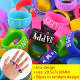 20/50PCS Silicone Vape Band Mix Colors Non Slip Letters Decorative Rings