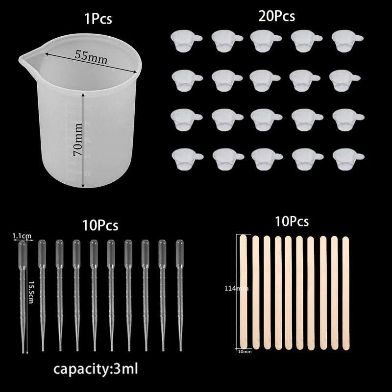 20-50Pcs Epoxy Resin Making Tool Set A5 Silicone Sheet Meas...