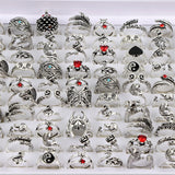 Vintage Punk Gothic Adjustable Antique Siver Rings Set For Women Men