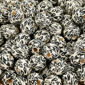 10mm Leopard Pattern Wooden Beads for Jewelry Making DIY Bracelet Accessories