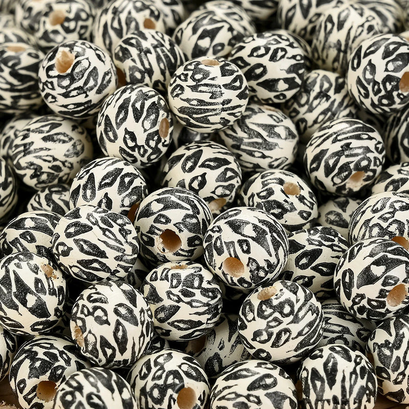 10mm Leopard Pattern Wooden Beads for Jewelry Making DIY Bracelet Accessories