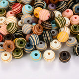 10mm Wood Beads Round Spacer Beads Dark Orange Stripe DIY Jewelry