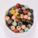 10mm Wood Beads Round Spacer Beads Dark Orange Stripe DIY Jewelry