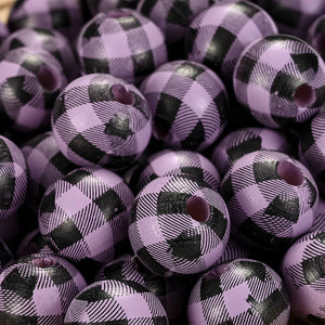 16mm Multicolor Grid Pattern Round Wood Beads Bulk Spacer Wooden Beads