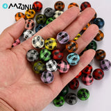 16mm Multicolor Grid Pattern Round Wood Beads Bulk Spacer Wooden Beads