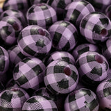 16mm Multicolor Grid Pattern Round Wood Beads Bulk Spacer Wooden Beads