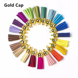 35Color Sliver Cap Suede Tassel Earrings Pendant Diy Keyring Charms