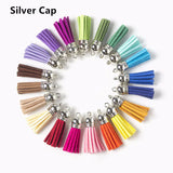 35Color Sliver Cap Suede Tassel Earrings Pendant Diy Keyring Charms