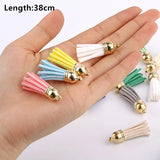 35Color Sliver Cap Suede Tassel Earrings Pendant Diy Keyring Charms