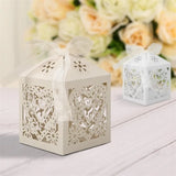 Beige Heart Laser Cut Wedding Candy with Ribbon