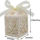 Beige Heart Laser Cut Wedding Candy with Ribbon