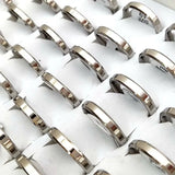 4mm Beveled Edge Stainless Steel Wedding Band Ring Men Women 4 Colors