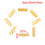 Stainless Steel Ribbon Crimp End Caps - 20-50pcs