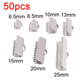 Stainless Steel Ribbon Crimp End Caps - 20-50pcs
