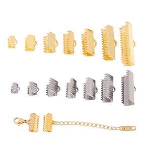 Stainless Steel Ribbon String Leather Clip Crimp Cover Clasp for Jewelry Making