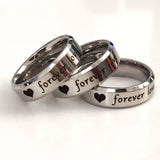 Forever love Ring Heart Promise Stainless Steel Wedding Band Men Women Jewelry