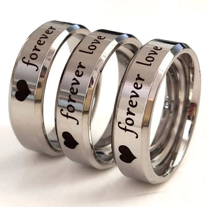 Forever love Ring Heart Promise Stainless Steel Wedding Band Men Women Jewelry