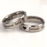 Forever love Ring Heart Promise Stainless Steel Wedding Band Men Women Jewelry