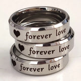 Forever love Ring Heart Promise Stainless Steel Wedding Band Men Women Jewelry