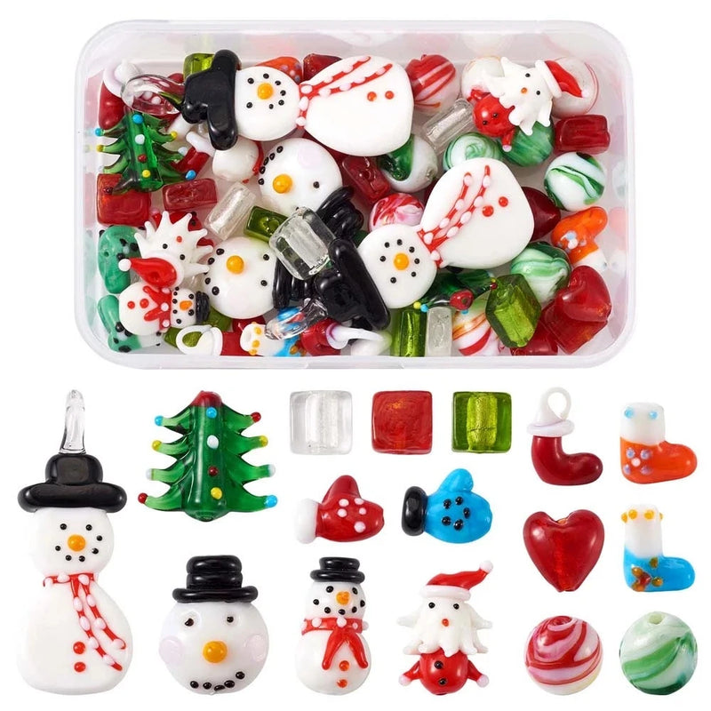 Christmas Theme Lampwork Beads Mix Shape for Jewelry Making DIY