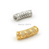6mm Micro Pave Clear CZ Arc Tube Beads for DIY Bracelets
