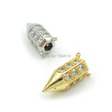 Micro Pave Clear CZ Point Hexagon Pillar Charm Necklace Jewelry