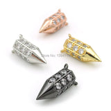 Micro Pave Clear CZ Point Hexagon Pillar Charm Necklace Jewelry