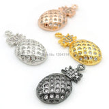 Micro Pave Clear CZ Ananas Charm for Bracelets or Necklaces