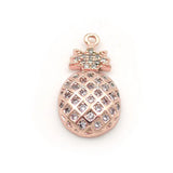 Micro Pave Clear CZ Ananas Charm for Bracelets or Necklaces