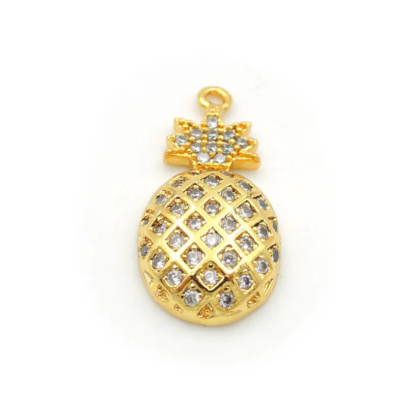 Micro Pave Clear CZ Ananas Charm for Bracelets or Necklaces