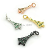 Micro Pave Green CZ Christmas Trees Charm for DIY Bracelets - 20x9x3mm