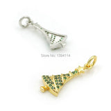 Micro Pave Green CZ Christmas Trees Charm for DIY Bracelets - 20x9x3mm