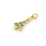 Micro Pave Green CZ Christmas Trees Charm for DIY Bracelets - 20x9x3mm
