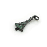 Micro Pave Green CZ Christmas Trees Charm for DIY Bracelets - 20x9x3mm