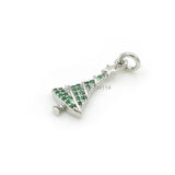 Micro Pave Green CZ Christmas Trees Charm for DIY Bracelets - 20x9x3mm