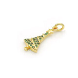 Micro Pave Green CZ Christmas Trees Charm for DIY Bracelets - 20x9x3mm