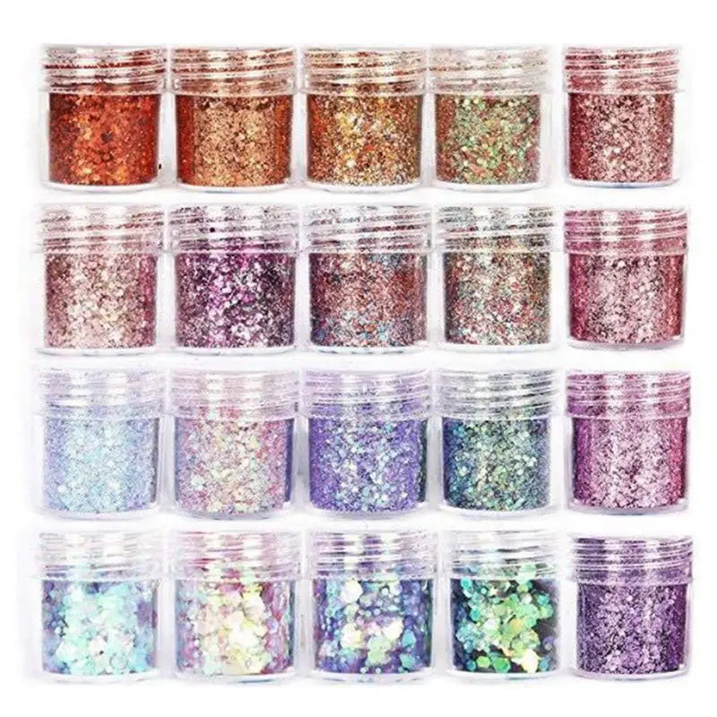 20 Bottles Nail Art Sequins Shinning Glitter Powder UV Epoxy Resin Pigment
