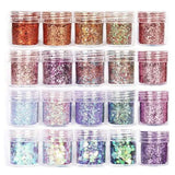20 Bottles Nail Art Sequins Shinning Glitter Powder UV Epoxy Resin Pigment