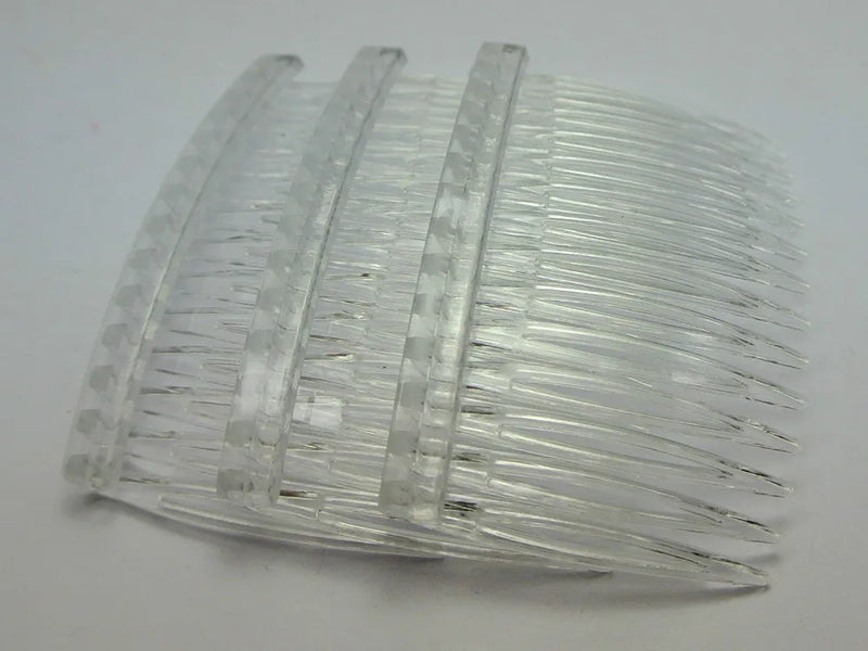 20 Clear Plastic Hair Clips Side Combs 70X40mm