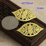 20 Cuspidal Flower Brass Stamping 25*40mm Gold/Silver/Steel/Bronze/Raw Brass