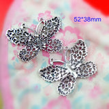 20 Metal Filigree Butterfly Charms Tibetan Silver Tone Pendants DIY Accessories