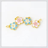 20 PCS 10x3mm Enamel Flower Charms for DIY Jewelry Making