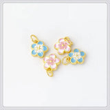 20 PCS 10x3mm Enamel Flower Charms for DIY Jewelry Making