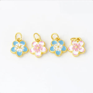 20 PCS 10x3mm Enamel Flower Charms for DIY Jewelry Making